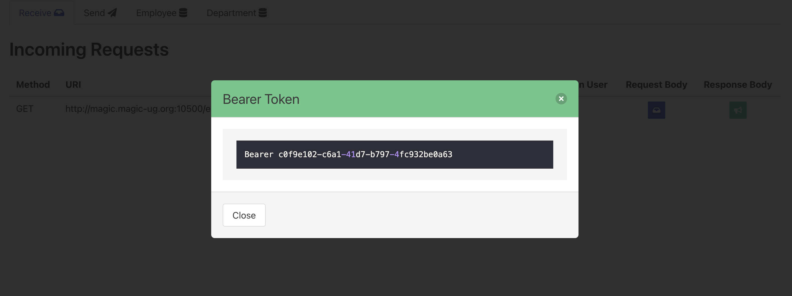 API Playground Valid Token